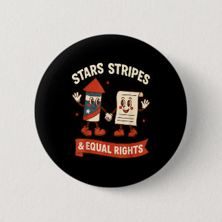 Stars stripes equal rights vintage 4th of july usa 6 cm round badge