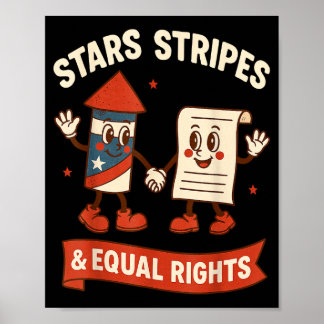 Stars stripes equal rights vintage 4th of july usa poster
