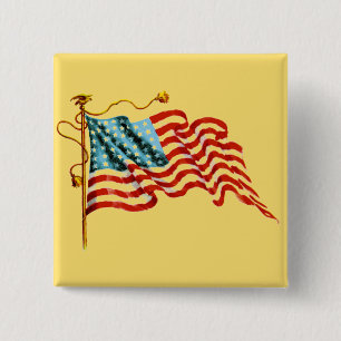 Stars & Stripes Flag - 15 Cm Square Badge