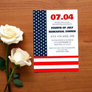 Stars & Stripes Flag 4th Of July Rehearsal Dinner Invitation