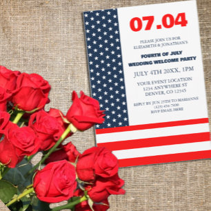 Stars & Stripes Flag 4th Of July Wedding Welcome Invitation