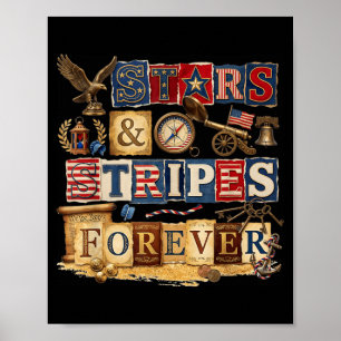 Stars Stripes Forever Patriotic Americana Vintage Poster