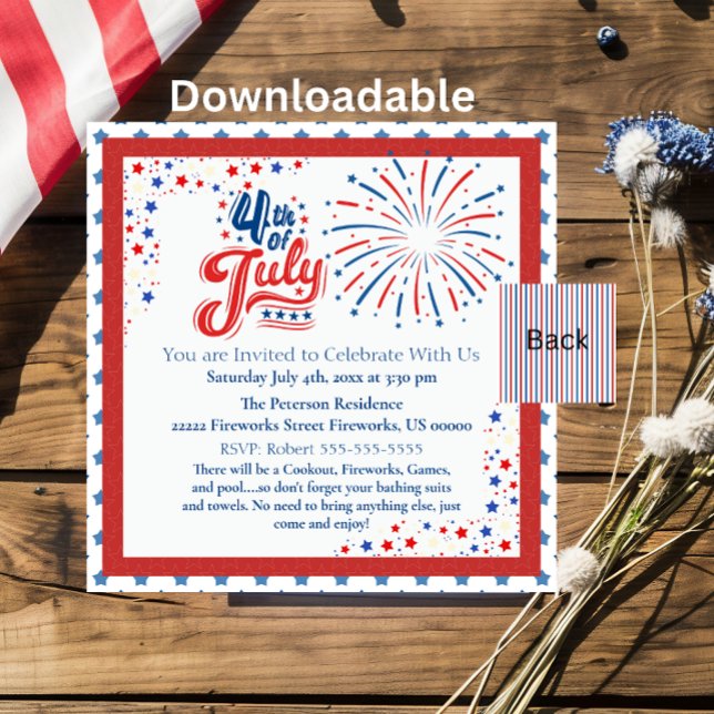 Stars & Stripes Fourth of July Party Invitation (Creator Uploaded)
