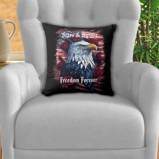 Stars Stripes Freedom Forever Eagle American Flag Cushion (Creator Uploaded)
