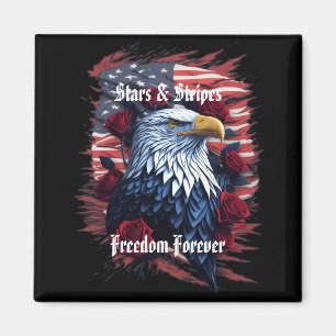 Stars Stripes Freedom Forever Eagle American Flag Magnet