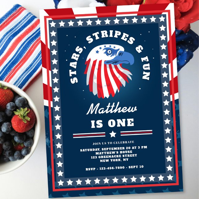 Stars Stripes & Fun All American 1st Birthday  Invitation (Creator Uploaded)