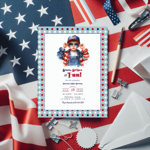 Stars, Stripes & Fun   All American Boy Birthday Postcard