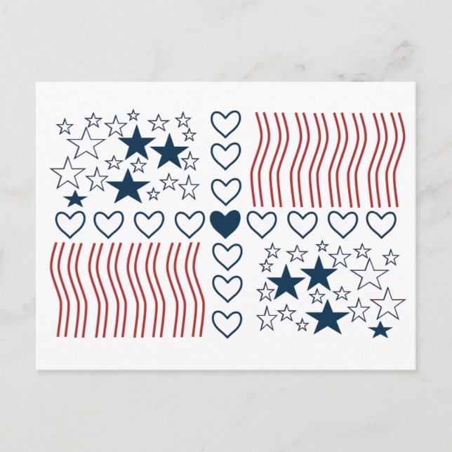 Stars Stripes Hearts Postcard (Front)