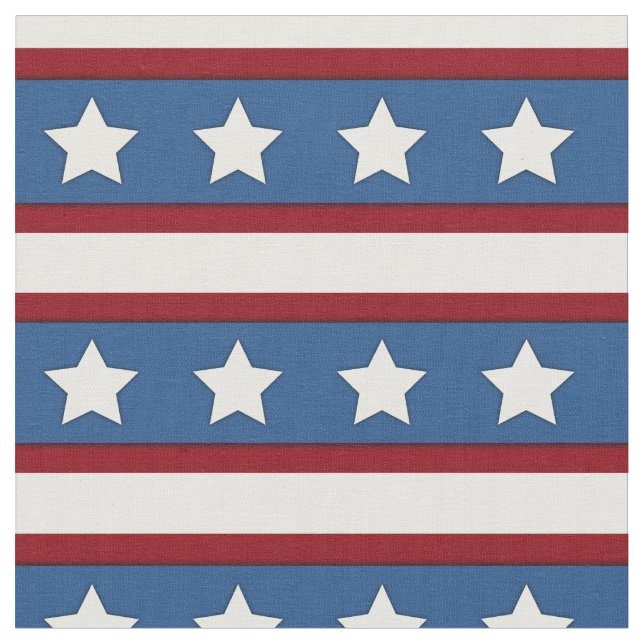 Stars & Stripes horizontal red white blue Fabric (Close Up)