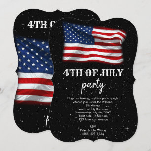 Stars Stripes Patriotic American Flag 4th of July Invitation