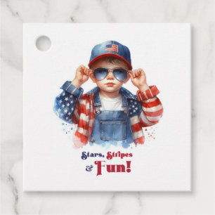 Stars & Stripes Patriotic Boy Birthday Thank You Favour Tags