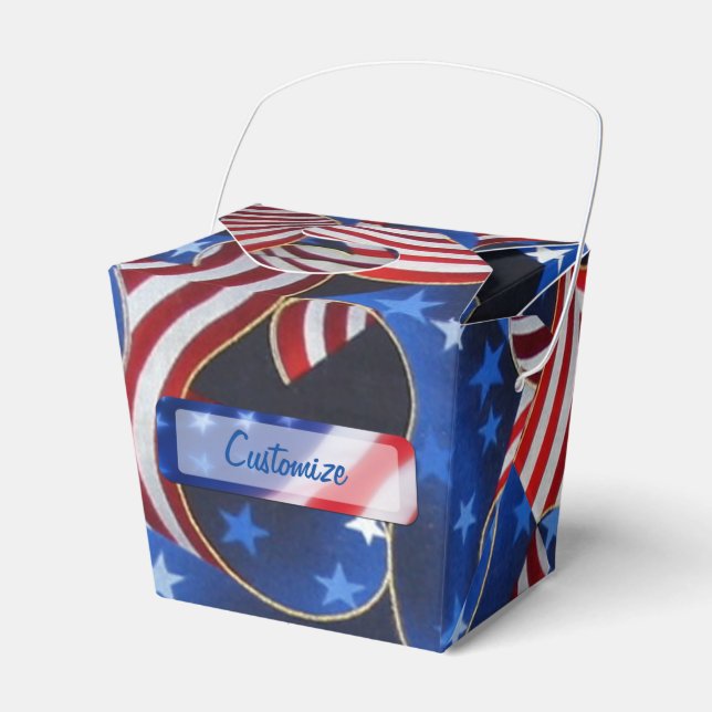 Stars & Stripes Patriotic Curls Take Out Favour Bo Favour Box (Front Side)