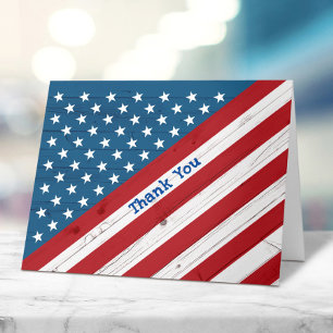 Stars & Stripes Patriotic USA Rustic American Flag Thank You Card