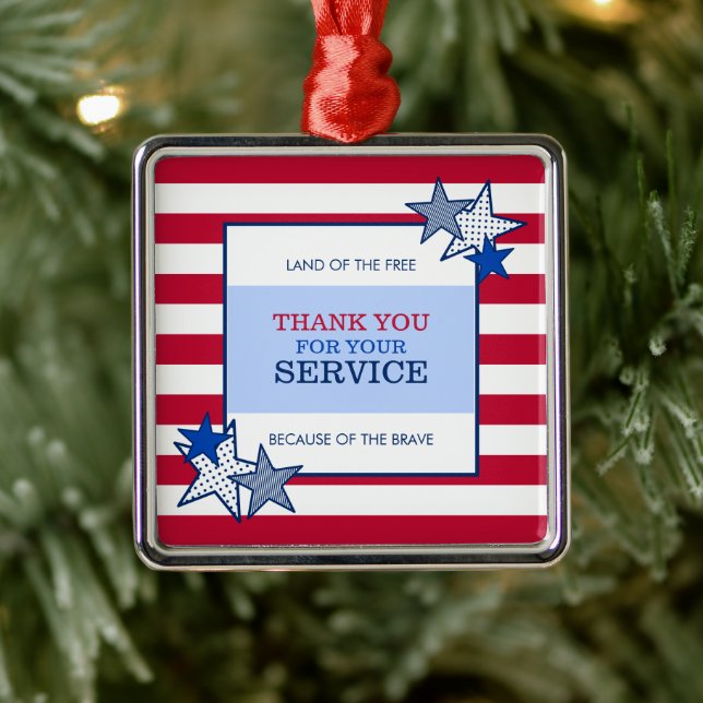 Stars Stripes Patriotic Veteran Service Thank You Metal Tree Decoration (Tree)