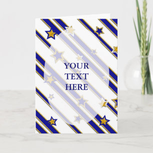 Stars & Stripes Pattern gold blue + your ideas Holiday Card