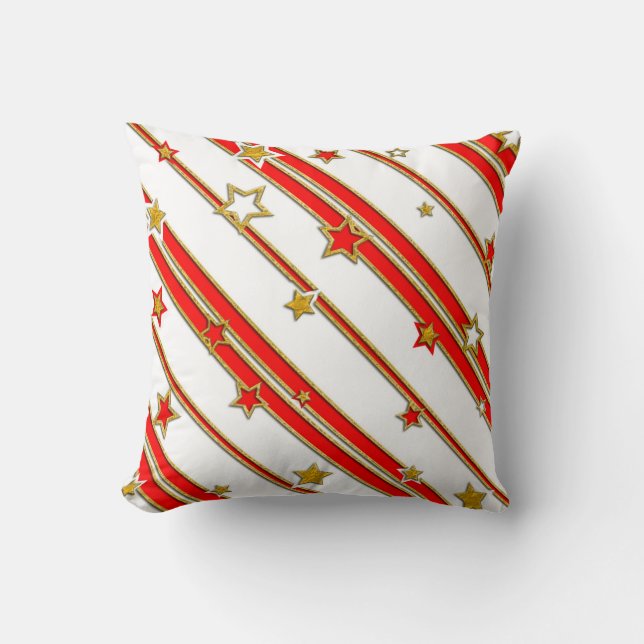 Stars & Stripes Pattern gold red blue + your ideas Cushion (Front)