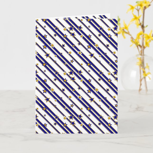 Stars & Stripes PATTERN gold red or blue Card (Yellow Flower)