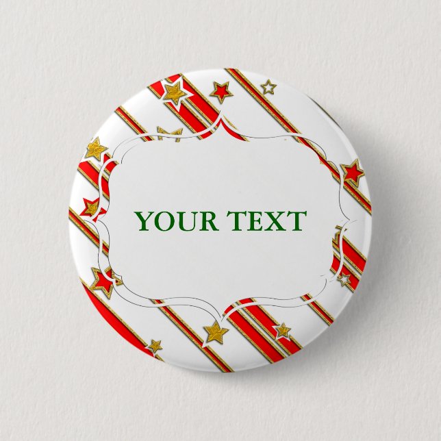Stars & Stripes Pattern gold red+ your ideas 6 Cm Round Badge (Front)