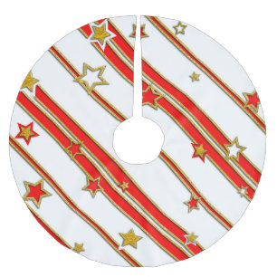 Stars & Stripes Pattern gold red+ your ideas Brushed Polyester Tree Skirt