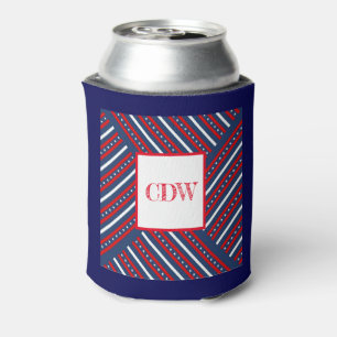 Stars & Stripes Patterned with Initials Can Cooler