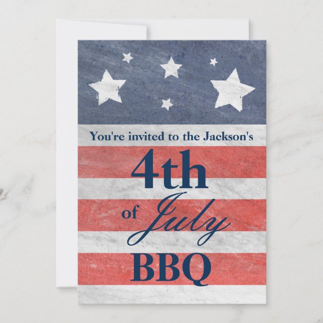 Stars & Stripes Red White Blue July 4th Invitation (Front)