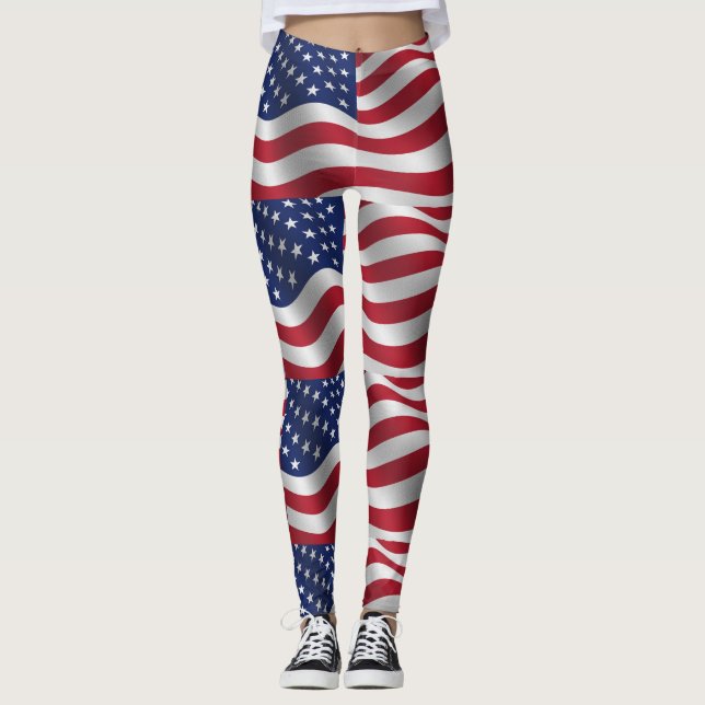 Stars & stripes, red, white, & blue leggings (Front)