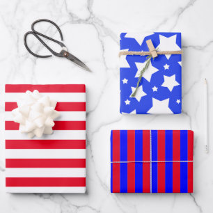 Stars & Stripes Set of 3 Wrapping Paper Sheet