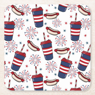 Stars, Stripes & Sizzle – A Patriotic Feast Square Paper Coaster