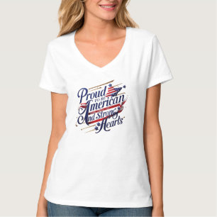Stars, Stripes & Strong Hearts – Patriotic V-Neck T-Shirt