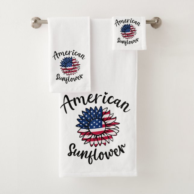 Stars & Stripes Sunflower: A Patriotic Bloom Bath Towel Set (Insitu)