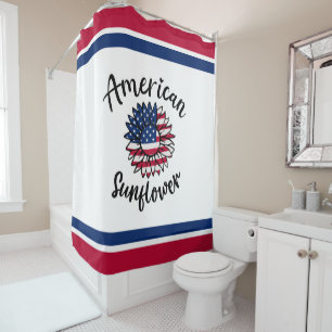Stars & Stripes Sunflower: A Patriotic Bloom Shower Curtain