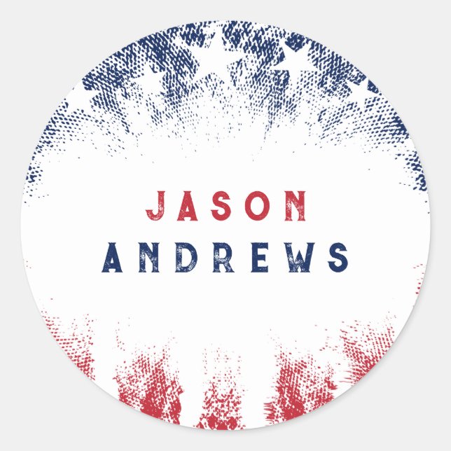 Stars & Stripes Veteran  Classic Round Sticker (Front)