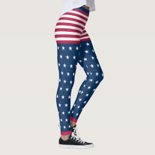 Stars & Stripes White Red Blue Original Patriotic Leggings