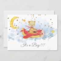 *~* Stars Teddy Bear Red Plane Baby Boy Shower