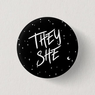 Stars They/She Pronouns  3 Cm Round Badge