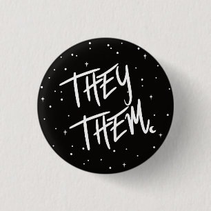 Stars They /Them Pronouns 3 Cm Round Badge