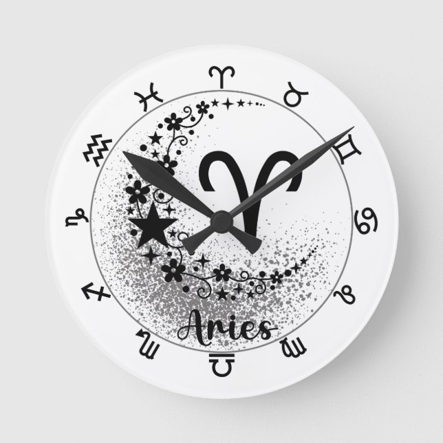 Stars Time! Find Your Magical Zodiac Clock! Round Clock (Front)