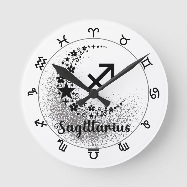 Stars Time! Find Your Magical Zodiac Clock! Round Clock (Front)