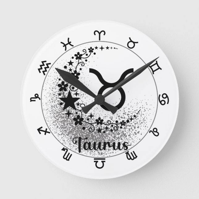 Stars Time! Find Your Magical Zodiac Clock! Round Clock (Front)