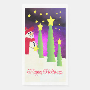 Stars Trees And Snowman Napkin