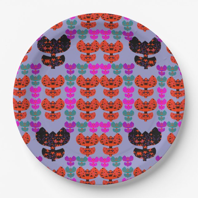 Stars Tulips Paper Plate (Front)