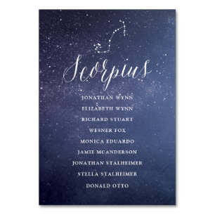 Stars Wedding Seating Chart Card Scorpius