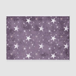 Stars White with Purple Background Decoupage  Tissue Paper