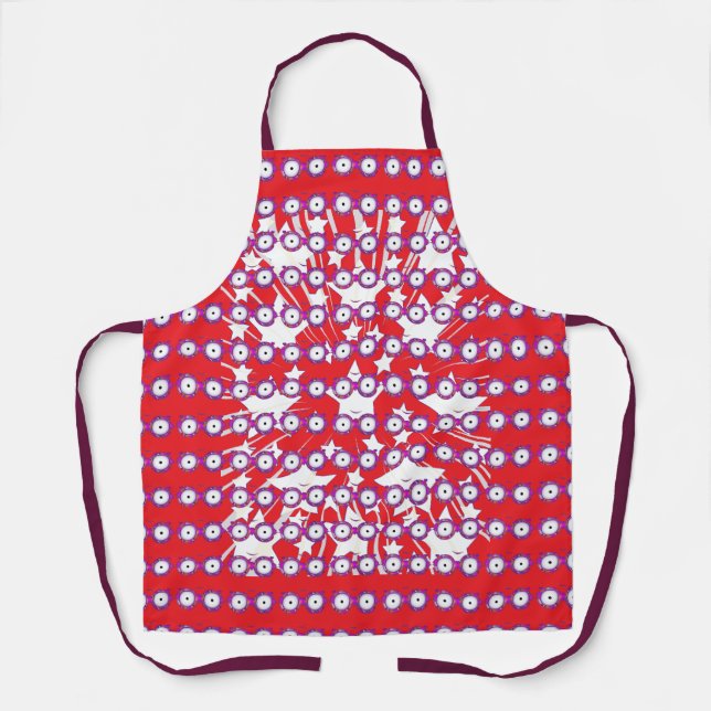 Stars With Glasses Red    Apron (Front)