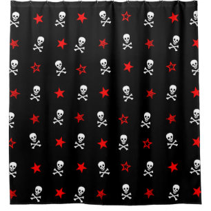 { Stars with Skulls & Crossbones } Shower Curtain