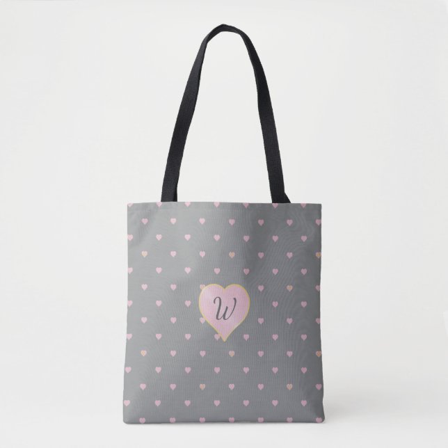 Stars Within Hearts on Grey All-Over-Print Bag (Front)