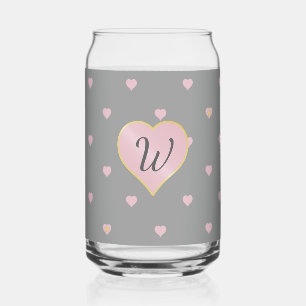 Stars Within Hearts on Grey Can Glass