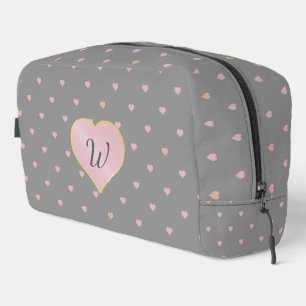Stars Within Hearts on Grey Dopp Kit