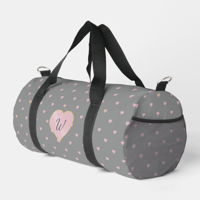 Stars Within Hearts on Grey Duffle Bag (Right Corner)