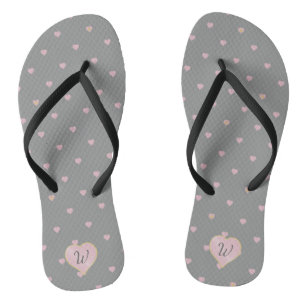 Stars Within Hearts on Grey Flip Flops